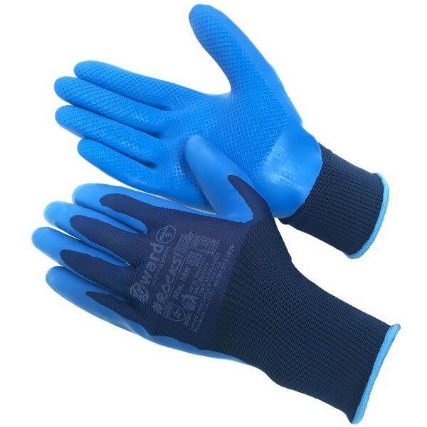 Перчатки нейлоновые синие с текстурированным латексным покрытием, р-р 9 (L) // GWARD Rocks