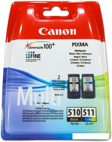 Комплект картриджей Canon PG-510 / CL-511 MultiPack [2970B010] - фото 1 - id-p202716163