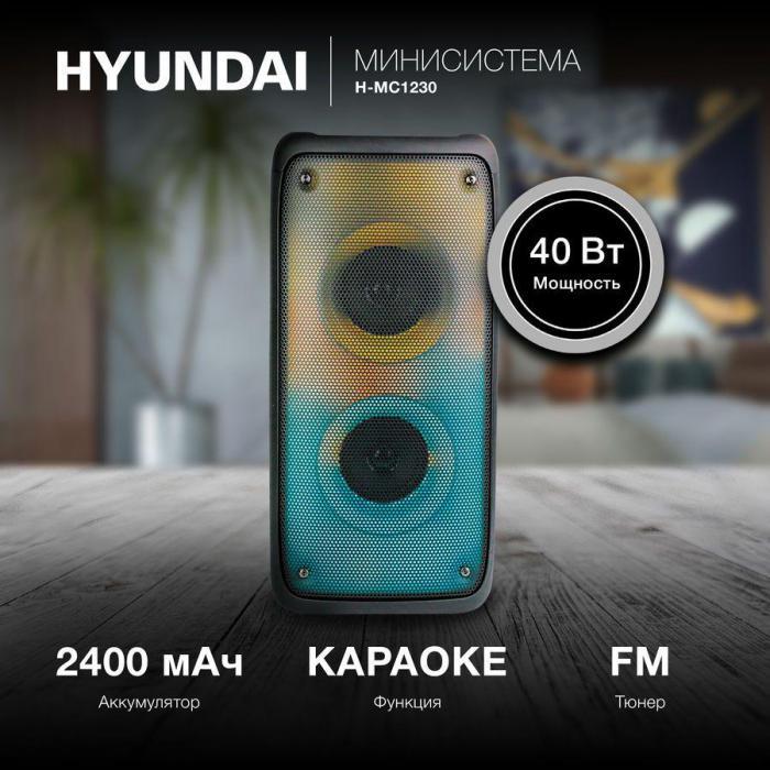 Музыкальный центр Hyundai H-MC1230, 40Вт, с караоке, Bluetooth, FM, USB, micro SD, черный, - фото 4 - id-p201811862
