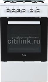 Газовая плита Beko FSS53000DW, электрическая духовка, без крышки, сталь, белый и черный