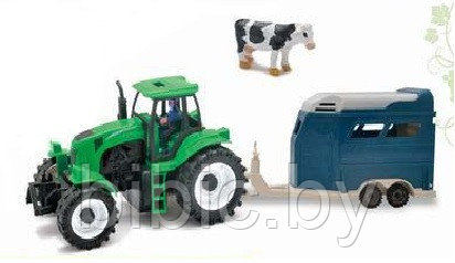 Детский инерционный трактор 888A-8 для мальчиков, фургон для перевозки животных, фигурка коровы - фото 2 - id-p202724517