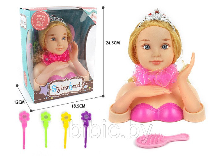 Детский игровой набор стилист B369-95 для девочек, манекен для причесок, расческа, шпильки - фото 2 - id-p202724906