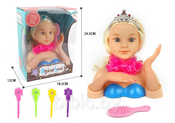 Детский игровой набор стилист B369-97 для девочек, манекен для причесок, расческа, шпильки - фото 2 - id-p202724918