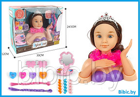 Детский игровой набор стилист B369-101 для девочек, манекен для причесок, пудреница, пряди, резинки, заколки