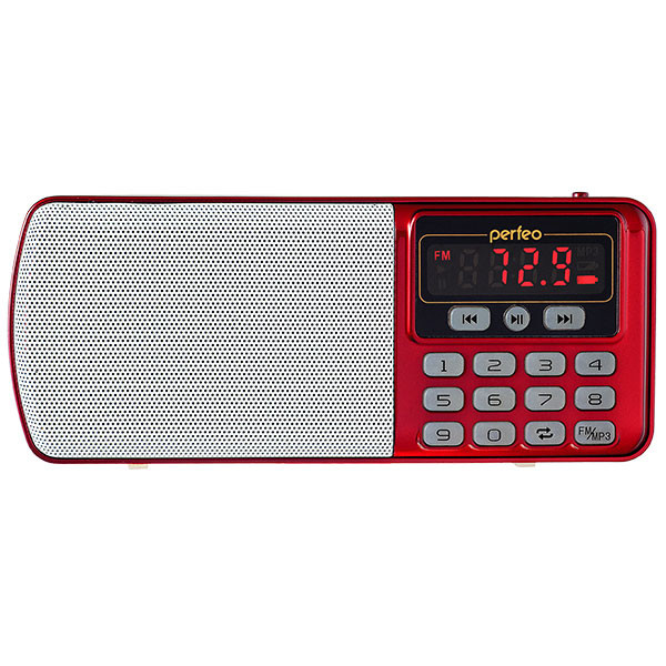 Радиоприемник Perfeo ЕГЕРЬ [i120-RED], FM+ MP3,слот microSD и USB