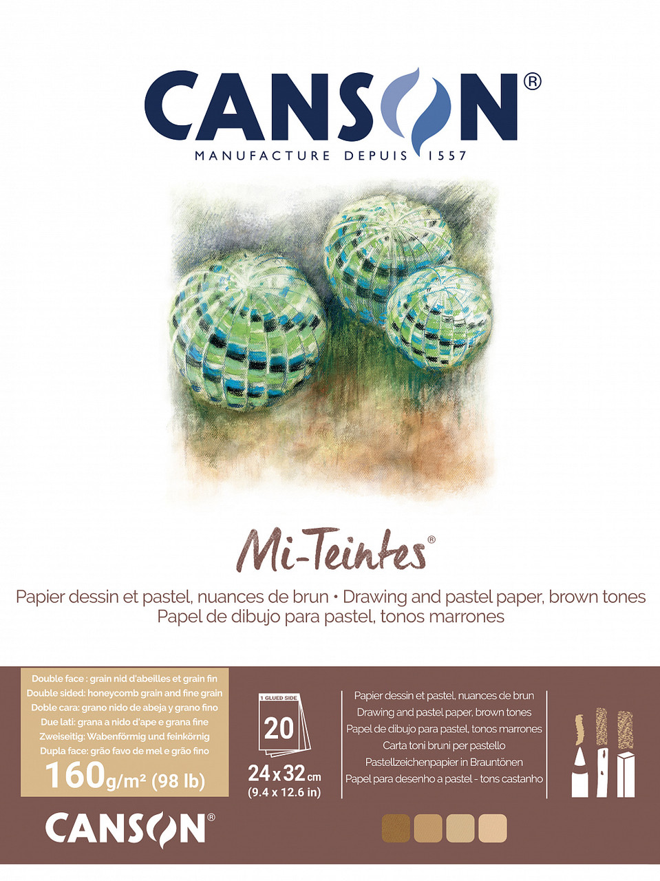 CANSON Mi-Teintes Склейка 20 листов, 24x32см, 160 гр, BROWN - фото 1 - id-p202726159