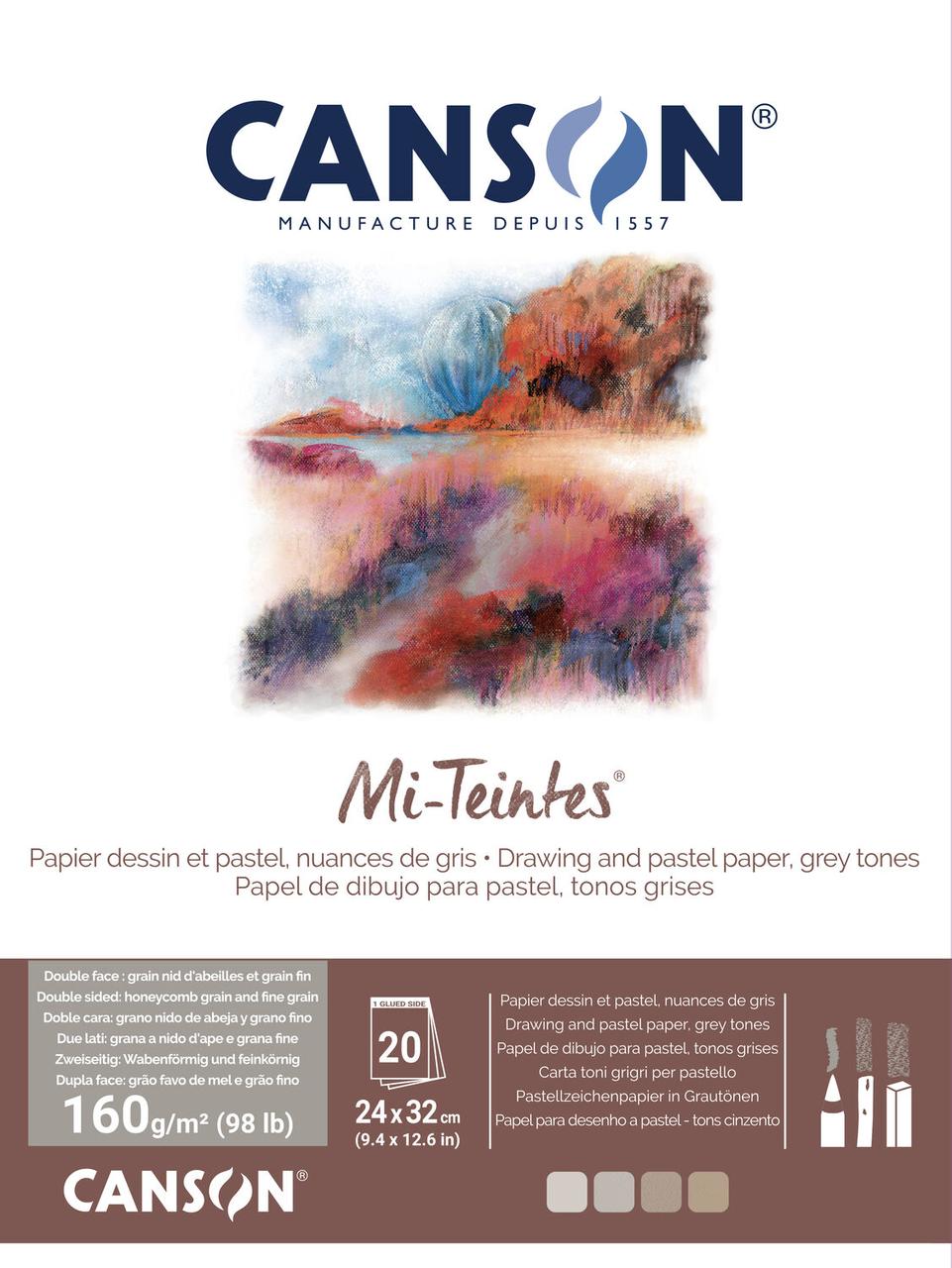 CANSON Mi-Teintes Склейка 20 листов, 24x32 см, 160 гр, GREY - фото 1 - id-p202726511