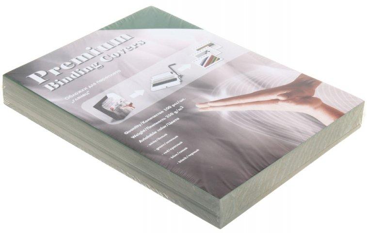 Обложки для переплета картонные Premium (А4) А4, 100 шт., 250 г/м2, глянцевые зеленые - фото 1 - id-p202728909