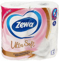 Бумага туалетная Zewa Ultra Soft 4 рулона, ширина 90 мм, белая
