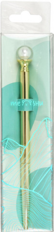 Ручка подарочная шариковая автоматическая Meshu White Pearl корпус золотистый, стержень синий - фото 1 - id-p202732772