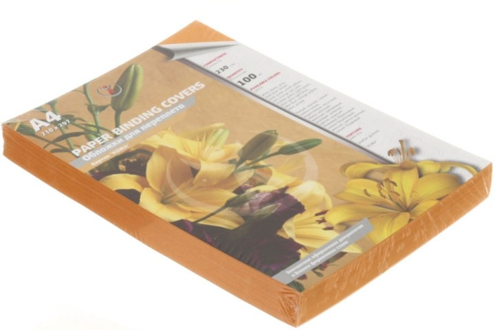 Обложки для переплета картонные D&A (А4) А4, 230 г/м2, 100 шт., желтые, тиснение «под кожу» - фото 2 - id-p202729818