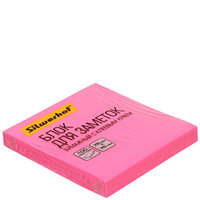 Бумага для заметок с липким краем Silwerhof 76*76 мм, 1 блок*100 л., неон розовая
