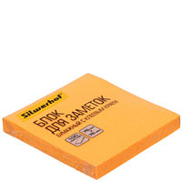 Бумага для заметок с липким краем Silwerhof 76*76 мм, 1 блок*100 л., неон оранжевая