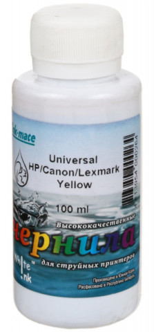 Чернила WI Universal HP/Canon/Lexmark (водорастворимые) 100 мл, желтые - фото 1 - id-p202729000