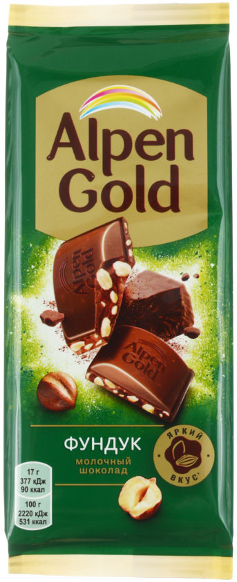 Шоколад Alpen Gold 85 г, «Фундук», молочный шоколад - фото 1 - id-p202730798