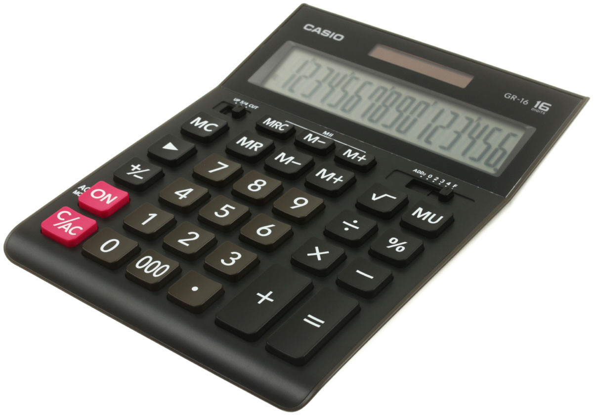 Калькулятор 16-разрядный Casio GR-16-W-EH черный - фото 1 - id-p202731814