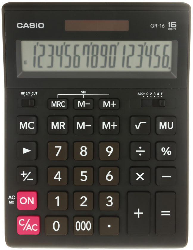 Калькулятор 16-разрядный Casio GR-16-W-EH черный - фото 3 - id-p202731814