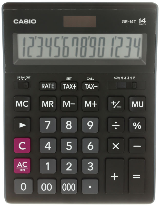 Калькулятор 14-разрядный Casio GR-14T-W-EP черный - фото 3 - id-p202731815