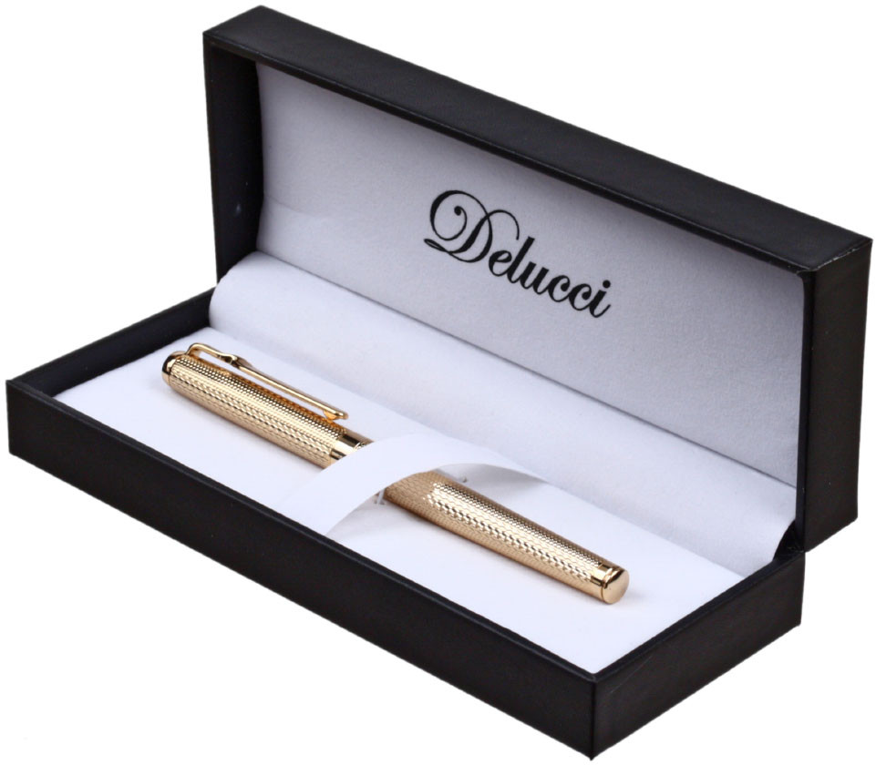 Ручка подарочная перьевая Delucci Celeste корпус золотистый, черная - фото 3 - id-p202732849