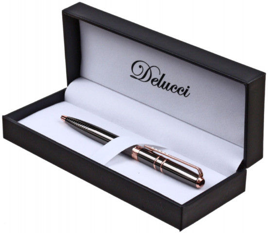 Ручка подарочная шариковая Delucci Sole корпус темно-серый - фото 2 - id-p202732850