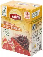 Чай Lipton ароматизированный пакетированный 32 г, 20 пирамидок, Citrus Strawberry, черный чай с цедрой