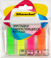 Закладки-разделители пластиковые с липким краем Silwerhof 12*45 мм, 20 л.*4 цвета