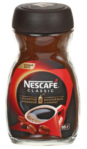 Кофе натуральный растворимый порошкообразный Nescafe Classic 95 г, в стеклянной банке - фото 1 - id-p202729936