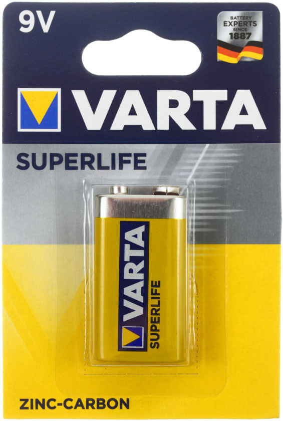 Батарейка солевая Varta Superlife 9V, 6F22/2022 - фото 2 - id-p202729938