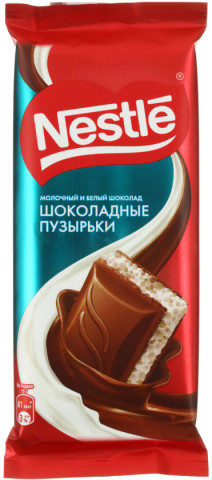 Шоколад Nestle 75 г, молочный и белый пористый «Шоколадные пузырьки» - фото 1 - id-p202730889