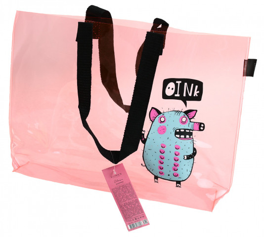 Шопер (сумка) Lorex Clear 450*300*60 мм, Oink!, прозрачно-розовая - фото 1 - id-p202730905