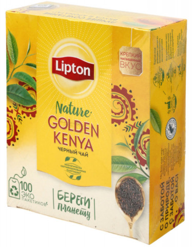 Чай Lipton Golden Kenya 200 г, 100 пакетиков, черный чай - фото 1 - id-p202732970