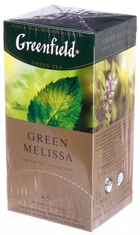 Чай Greenfield ароматизированный пакетированный 37,5 г, 25 пакетиков, Green Melissa, чай зеленый с листьями - фото 1 - id-p202729160