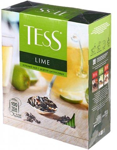 Чай Tess 150 г, 100 пакетиков, Lime, чай зеленый с цедрой цитрусовых - фото 1 - id-p202729162