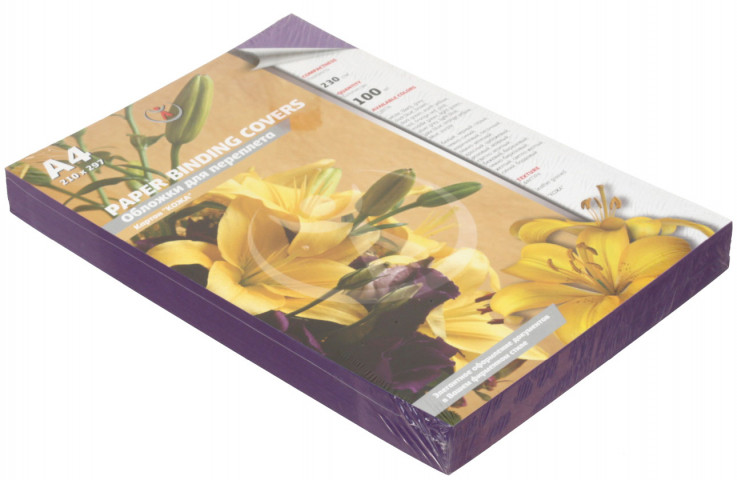 Обложки для переплета картонные D&A (А4) А4, 100 шт., 230 г/м2, фиолетовые, тиснение «под кожу» - фото 2 - id-p202730017
