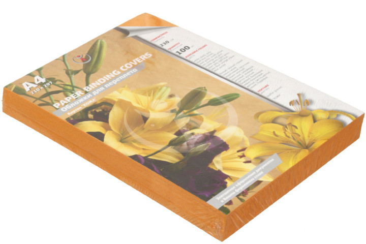 Обложки для переплета картонные D&A (А4) А4, 100 шт., 230 г/м2, светло-оранжевые - фото 2 - id-p202730019