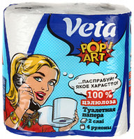 Бумага туалетная Veta Pop Art 4 рулона, ширина 90 мм, белая
