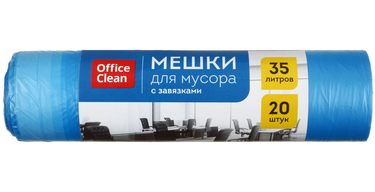 Мешки для мусора OfficeClean (ПНД) 35 л, 20 шт., с завязками, синие - фото 2 - id-p202730069