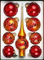 Набор шаров елочных с верхушкой «Сувенирный» (стекло) диаметр 6/7,5 см, 8 шт., верхушка 27,5 см,