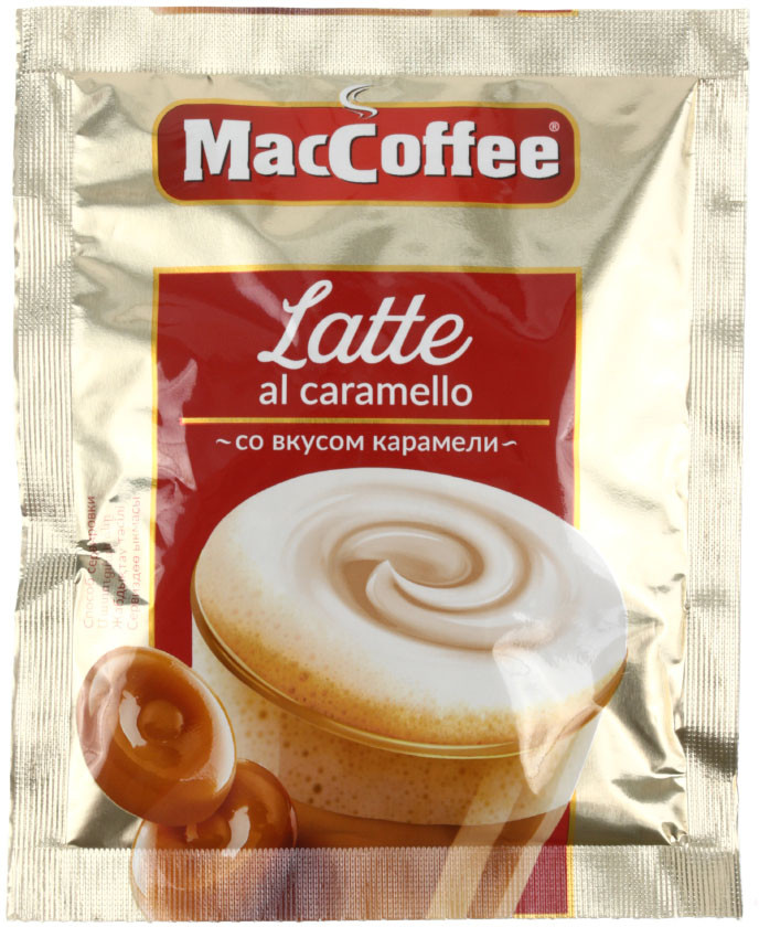 Напиток кофейный растворимый 3 в 1 Maccoffe Latte 22 г, со вкусом карамели, в стике - фото 2 - id-p202733112