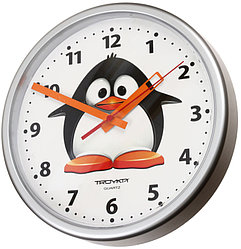 Часы настенные «Тройка» «Пингвин», рамка серебристая