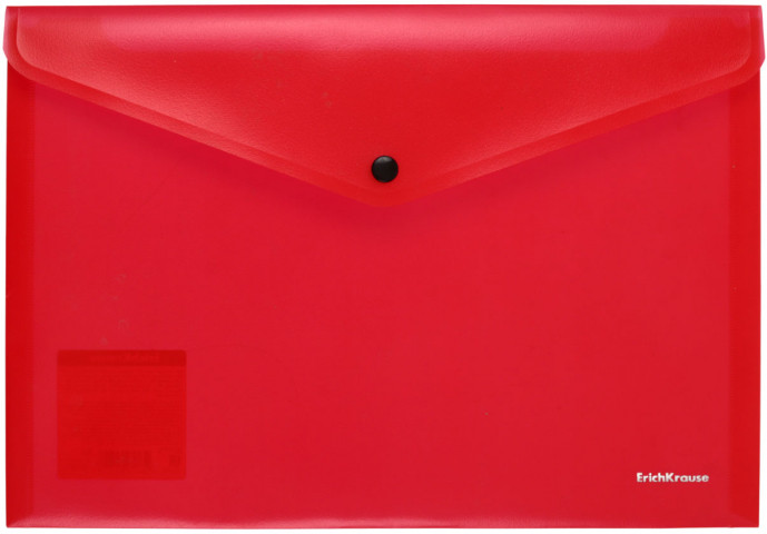 Папка-конверт пластиковая на кнопке ErichKrause Fizzy Classic толщина пластика 0,14 мм, красная - фото 2 - id-p202731069