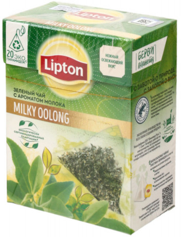 Чай Lipton ароматизированный пакетированный 36 г, 20 пирамидок, Milky Oolong, зеленый чай с ароматом молока - фото 1 - id-p202733122