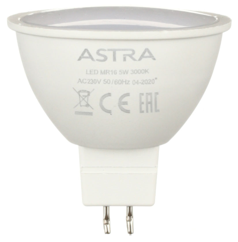 Лампа светодиодная Astra MR16/GU10 5W, 230V, цоколь GU5.3 (MR16), 3000К, 380 лм, теплый свет - фото 2 - id-p202730143