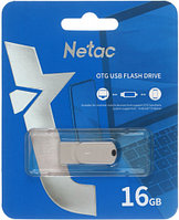Флэш-накопитель Netac U785C USB+Type-C (3.0) 16 Gb, корпус серебристый