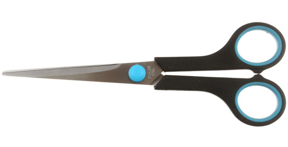 Ножницы канцелярские OfficeSpace 171 мм, ручки черные с синим - фото 1 - id-p202730159