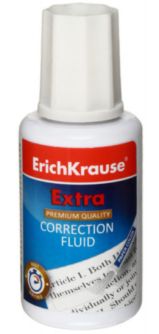Корректирующая жидкость ErichKrause Extra 20 мл, на основе растворителя, с кисточкой - фото 1 - id-p202730171