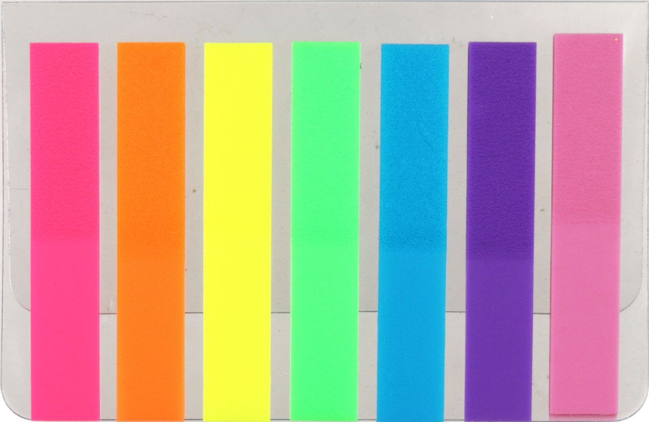 Закладки-разделители пластиковые с липким краем OfficeSpace 45*8 мм, 20 л.*7 цветов, неон - фото 1 - id-p202730178