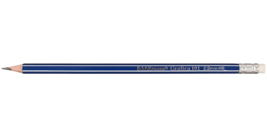 Карандаш чернографитный ErichKrause Grafica 101 твердость грифеля ТМ, с ластиком, корпус синий - фото 1 - id-p202731112