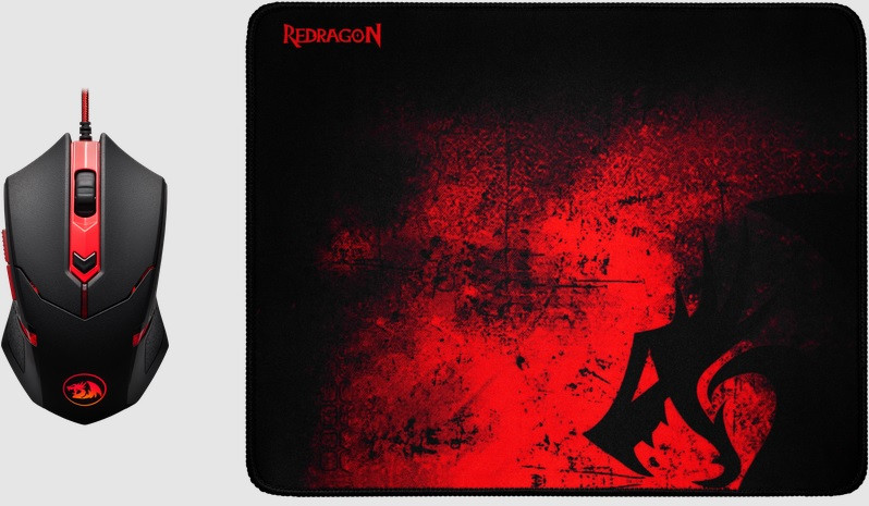 Мышь компьютерная с ковриком Redragon M601BA (78226) USB, проводная, черная с красным - фото 6 - id-p202733177