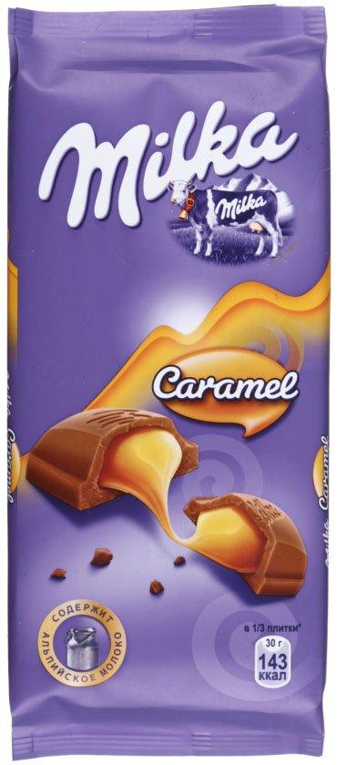 Шоколад Milka 90 г, молочный шоколад с карамельной начинкой - фото 2 - id-p202728689